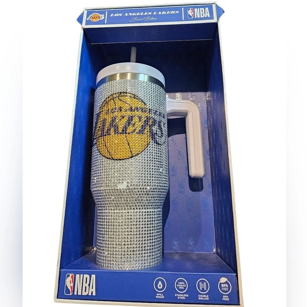NBA Los Angeles Lakers Rhinestone Bling Hydrapeak Tumbler 40oz NEW Flaw